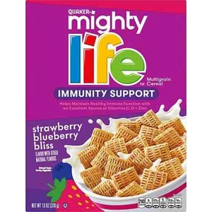 Quaker Mighty Life STRAWBERRY BLUEBERRY BLISS Cereal Immunity Support BB 5/2025 - Picture 1 of 4
