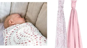 Bebe au Lait Soft Cotton Muslin 2 Baby Swaddle Blankets Rose Quartz / Pink Petal - Picture 1 of 7