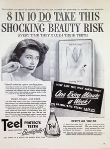 VINTAGE 1940s Print Ad ~ Teel Liquid Dentifrice ~ Brightens Teeth Safely! - Picture 1 of 1