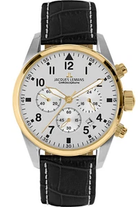 Jacques Lemans Men's Watch Chronograph Sport Black/Two-Tone Chrono 42-2E - Picture 1 of 4