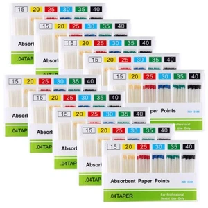 10X Dental Root Endodontics Absorbent Paper Point Taper 0.04 15-40# Disposable - Picture 1 of 15