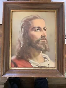 Imagen de colección de Jesús estampado en marco de madera 16,5""x13,5"" arte religioso de pared - Imagen 1 de 6
