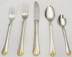 PLAZA GOLD by Wirths 5 Piece Place Setting NEW NEVER USED made in Germany 18/8 - Picture 1 of 24