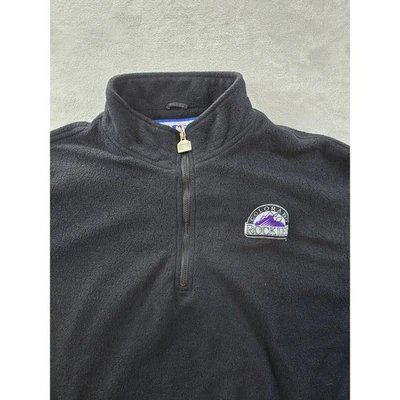 Chaqueta deportiva vintage de los Colorado Rockies para hombre XL negra polar 1/4 cremallera logotipo *Leer Foto 1 de 4