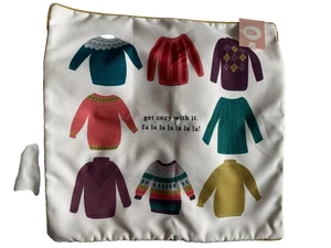 NWT Featured Artist "Fa La La La La" Cozy Sweaters Pillow Sham Cover 17"X17" - Picture 1 of 4