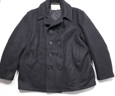 VTG Pea Coat Military Sz 50 MP72132 Black Wool Button Navy Coat - Image 1 of 4