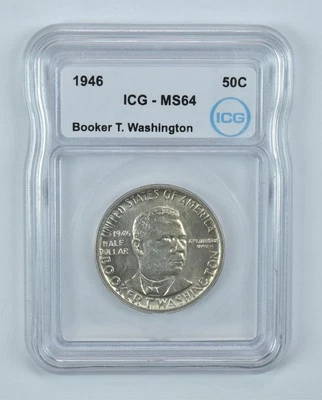 1946 Booker T Washington Commemorative Half Dollar MS64 ICG - Image 1 of 4