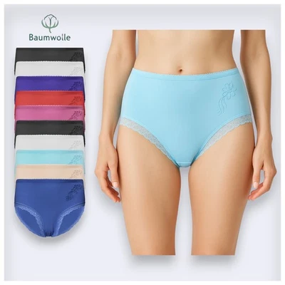 5er Set Damen Slips hohe Taille Baumwolle Unterwäsche Figurformend Schwarz L–3XL - Bild 1 von 4