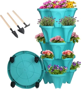 Vertical Planter 5 Tier Stackable Planters Garden Planters Strawberry Herb Flowe - Picture 1 of 9