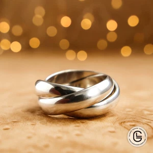 Trinity Ring Silber 925 Dreifach Ring Wickelring Drehring Rollring Handarbeit - Picture 1 of 13