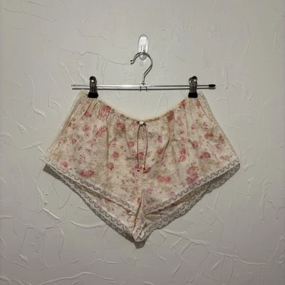 Vintage Victoria’s Secret ivory floral print lace trim sleep shorts (XS) - Image 1 of 4