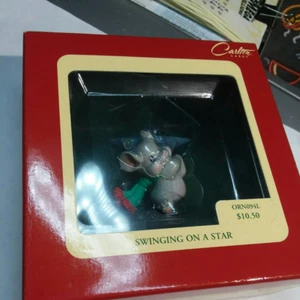 ADORNO DE NAVIDAD CARLTON: COLUMPIÁNDOSE EN UNA ESTRELLA: RATÓN ESTRELLA DORADA RELIQUIA DV100 - Imagen 1 de 6
