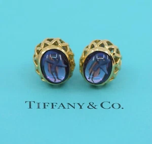 Tiffany & Co Paloma Picasso Amethyst X 18K Yellow Gold Earrings - Picture 1 of 3