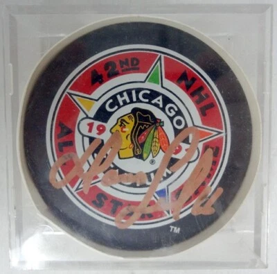 NHL 1991 All Star Game Pittsburgh Penguins #66 Mario Lemieux Autografiado ¡Puck! Foto 1 de 4