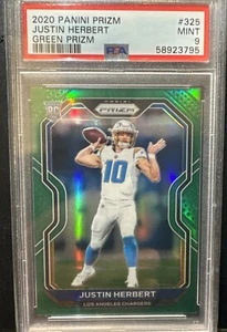 2020 Panini Prizm #325 Justin Herbert (RC) (Green Prizm) (PSA 9) - Imagen 1 de 2