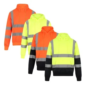 Hi Vis Viz Hoodie Oberteil Warnschutz Sicherheit Arbeit Kapuzenpullover Oberteil | Kapuze - Bild 1 von 11