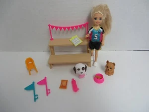 Barbie Chelsea Fußball teilweises Spielset 6 Zoll Puppe Haustiere Flaggen Bleicher - Bild 1 von 5