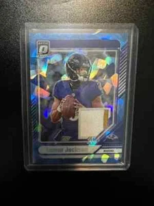 Parche de hilos Donruss Optic Lamar Jackson #DTB-LJN #28/49 2024 azul hielo agrietado - Imagen 1 de 2