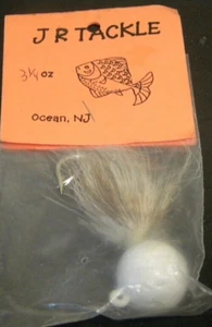 Bucktail Jig White/White Round Head 3 1/4oz 3" J R Tackle New - Picture 1 of 2