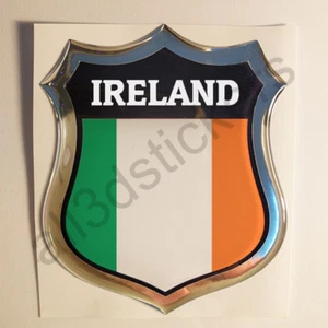 Sticker Ireland Emblem 3D Resin Domed Gel Ireland Flag Vinyl Decal Car Laptop - Picture 1 of 1