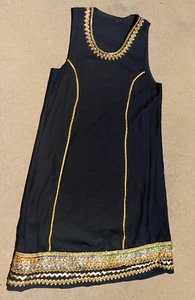 Folk Dance Costume DRESS JUMPER Black Gold Trim Romanian Bulgarian NOT ORIGINAL - Picture 1 of 6