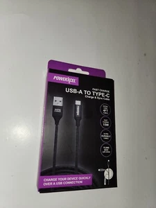 PowerXcel Fast Charge USB Type-A To Type-C Charge & Sync Cable 4 ft Black 30W - Picture 1 of 3