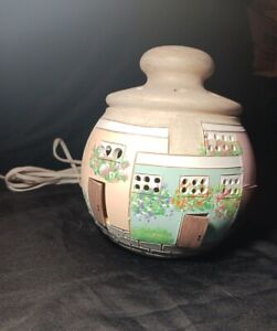 Vtg Signed Southwest Casa Pottery Ceramic Beanpot Lamp Luminary Hand-painted 