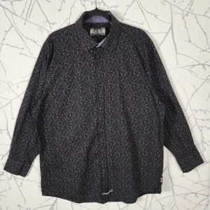 English Laundry Black Floral Leaves Print Button Front Shirt | Men's 18 34/35 - Picture 1 of 5