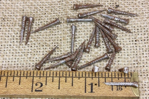 5/8” Old Shoe Cobblers Nails 25 Tacks 1/8” Square Flat Head Vintage Brads Rustic Cover