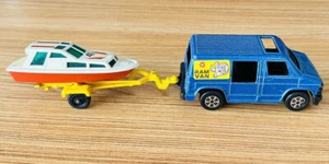 #172 BLUE TOOTSIETOY DODGE RAM VAN MOPAR CAMPER W/ TRAILER & BOAT - Picture 1 of 10