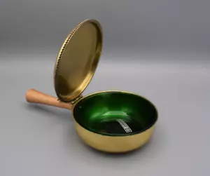 Klapp Aschesammler Aschenbecher Messing mit Glaseinsatz BBI Präsent 60er Jahre - Bild 1 von 6