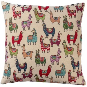 Llama Tapestry Extra-Large Cushion. Quirky Multicoloured Alpaca Design. 23x23" - Picture 1 of 4