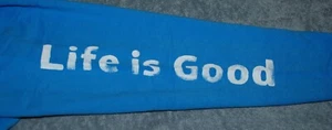 NWT Men's Life is Good Painted Sleeve Blue Go To LS Zip Front Hoodie Sweatshirt - Picture 1 of 5