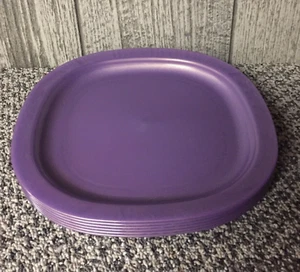 Tupperware Impressions Microwave Dinner Plates Square Metallic Purple Set 6 New - Picture 1 of 2