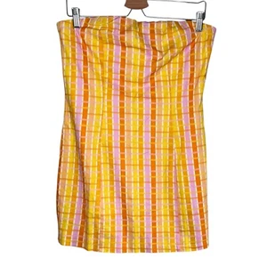 Peppermayo Girls Lunch Tube Mini Dress Splice Check Pattern Linen Blend US 6 - Picture 1 of 11