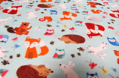 Waldtiere Bär Igel Reh Eichhörnchen  Fuchs     50x110 cm   Baumwolle - Bild 1 von 4