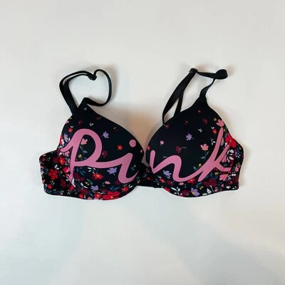 Nuevo sin etiquetas Sujetador Victoria's Secret ROSA 32B Wear Everywhere Push-Up Floral Logo B216 Foto 1 de 4