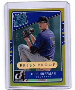 Jeff Hoffman # 38 / 99 Rookie Card RC GOLD PRESS PROOF Colorado Rockies - Picture 1 of 2