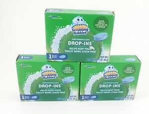 Lot of (3) Scrubbing Bubbles CONTINUOUS CLEAN DROP-IN Blue Discs STAIN REPEL