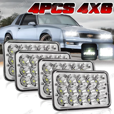 适用于雪佛兰 Monte Carlo SS 1980 - 1988 4PCS 4x6" LED 车头灯 DRL 高/低光束 — 第 1/4 张图片