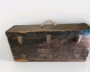 Vintage Wooden Carpenter's Tool Box 2 Drawers Antique Large Heavy - Picture 1 of 11