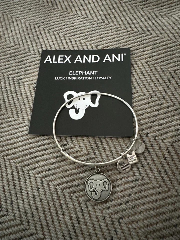 Alex & Ani  Silver Elephant Charm  Bangle Bracelet - Image 1 of 1