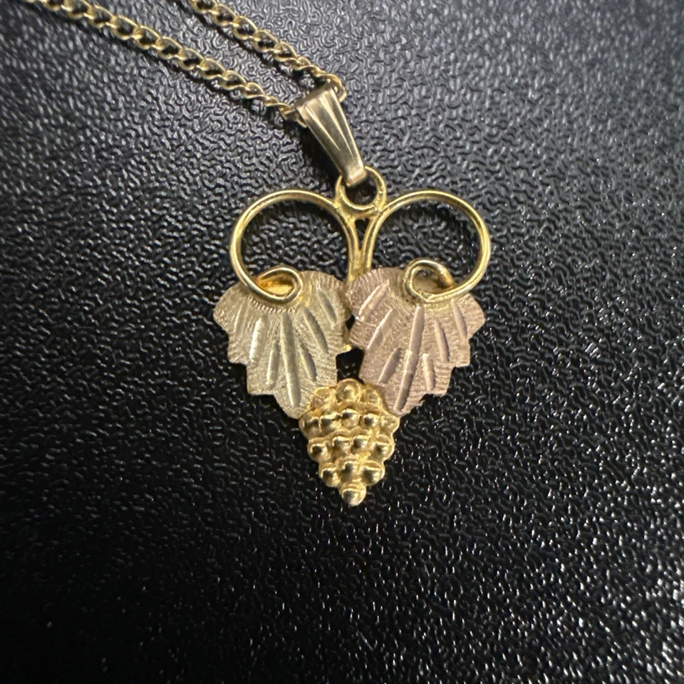 Black Hills Gold 10K Pendant Necklace with Leaves and Grapes Design - Image 1 of 4