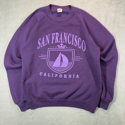 Vintage Made In USA Sweatshirt San Francisco Purple Sailboat Jerzees Adult Large - Image 1 of 4