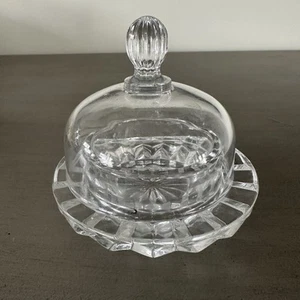 Plato de mantequilla individual vintage Crystal Salina Mikasa - pequeño vidrio redondo abovedado - Imagen 1 de 6