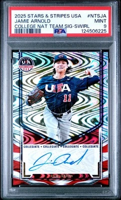 2025 Panini USA Baseball Stars & Stripes Jamie Arnold  Swirl Auto /75 PSA 9 POP1 - Image 1 of 4