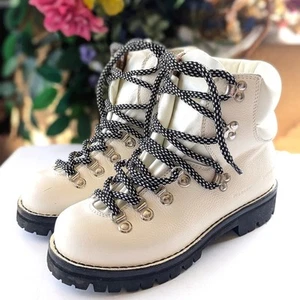 Botas de Senderismo Proenza Schouler Cuero Blanco Negro Taco Suela Vibram Tobillo Combate 7 - Imagen 1 de 16