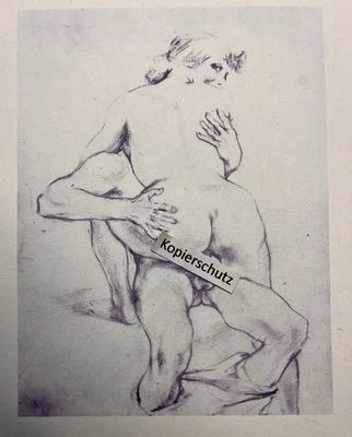 Erotischer Kunstdruck einer Bleistiftskizze von 1927 „Cowgirl Style“ unsigniert - Bild 1 von 2