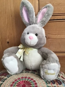 Harrods Grey White Bunny Rabbit Pink Ears Soft Plush Toy 12" - Picture 1 of 7