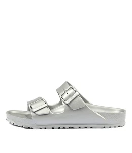 New Birkenstock Arizona Eva Sil Narrow Metallic Silver Womens Shoes Casual - Picture 1 of 5